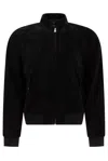 Prada Suede Bomber Jacket In Black