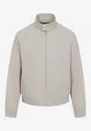 Prada Cotton Jacket High Collar Buttoned Cuffs In Gray