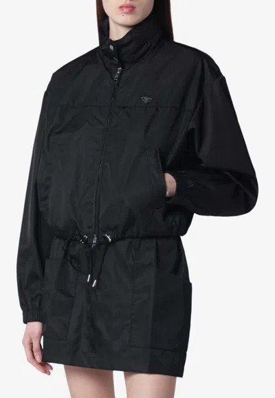 Prada Zip-up Cropped Jacket In Black