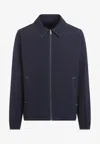 Prada Cotton Blouson With Contrasting Stitching In Blue