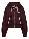 Prada Hooded Drawstring Zip-up Jacket In Purple
