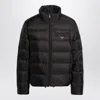 Prada Logo Quilted Down Jacket In Brown