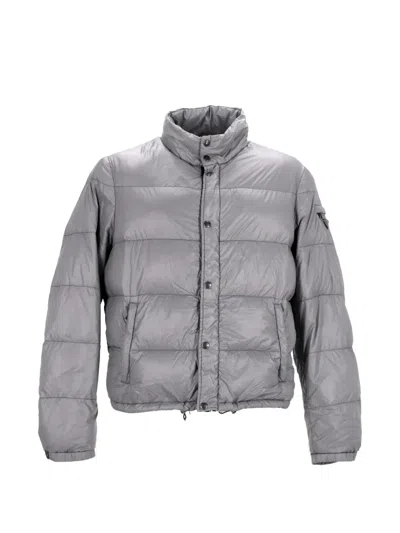 Pre-owned Prada Zip-up Long-sleeve Puffer Jacket In Gray