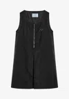 Prada Sleeveless Pleated Front Mini Dress In Black