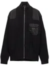Prada Enamel-triangle Zip-up Jacket In Schwarz