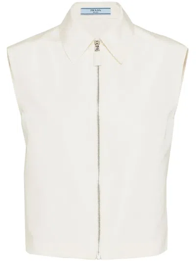 Prada Faille Shirt In Ivory