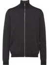 Prada Zipped Turtle Neck Cardigan In Grey