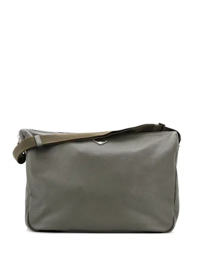 Pre-owned Prada Zip Vitello Daino Large Shoulder Bag In Green