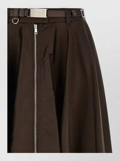 Prada Zip-front Midi A-line Skirt