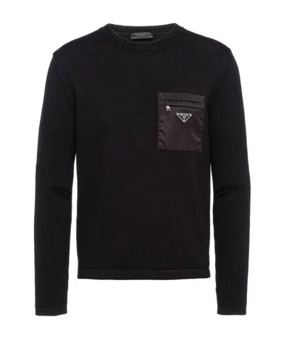 PRADA PRADA LOGO RIB KNITTED JUMPER