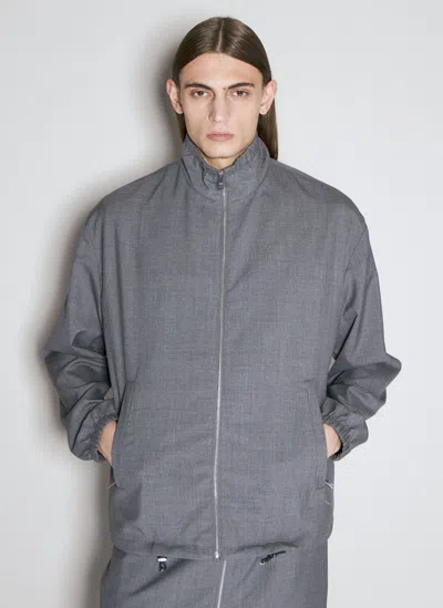 Prada Zipped Wool Jacket In Grey