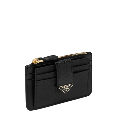 Prada Zipper Card Bag In Black