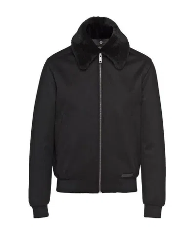 Prada Zipper Casual Jacket In Black