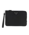 Prada Zipper Clutch In Black
