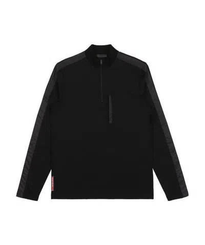 Prada Zipper Detail T-shirt In Black