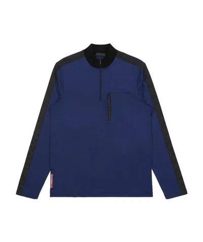 Prada Zipper Detail T-shirt In Blue