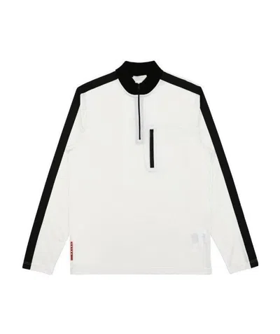 Prada Zipper Detail T-shirt In White