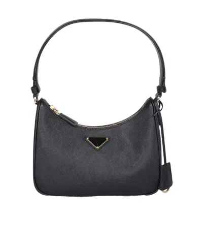Prada Zipper Handbag In Black