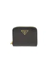 Prada Zipper Logo Change Wallet In Black