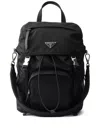 Prada Zipper Logo-detail Backpack In Black
