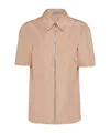 Prada Short-sleeved Faille Shirt In Pink