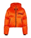 Prada Cropped Technical Nylon Down Jacket In Orange