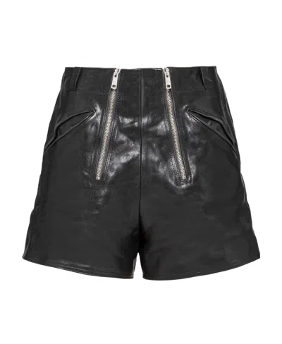 Prada Leather Shorts In Nero | ModeSens