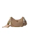 Prada Re-edition 2005 Saffiano Leather Shoulder Bag In Beige
