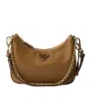 Prada Zipper Shoulder Bag In Caramel Color