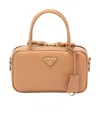 Prada Mini Leather Top Handle With Shoulder Strap Bags In Orange