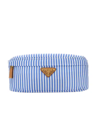 Prada Zipper Waist Bag In Blue