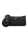 Prada Enamel Triangle-logo Shoulder Bag In Black