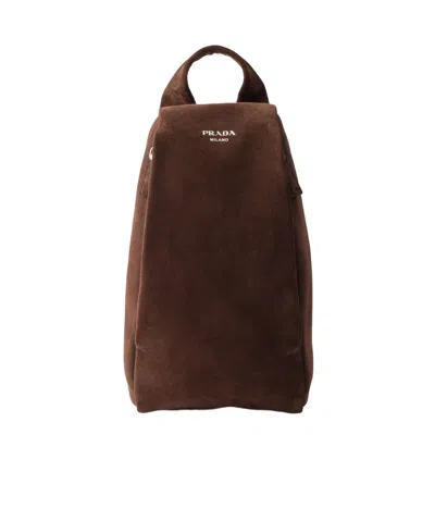 Prada Zippered Crossbody Bag In Coffee