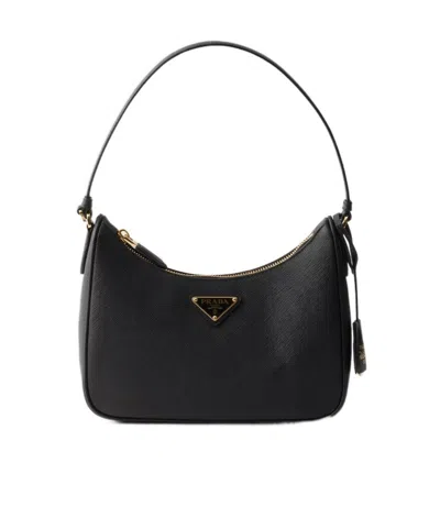 Prada Zippered Handbag In Purple