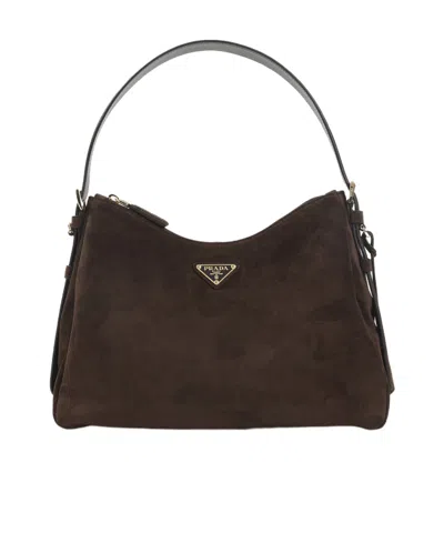 Prada Zippered Handbag In Brown