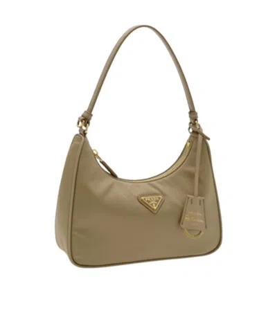 Prada Zippered Handbag In Gray