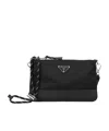 Prada Zippered Shoulder Bag In Black
