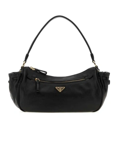 Prada Zippered Shoulder Bag In Black
