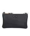 Prada Triangle-logo Shoulder Bag In Black