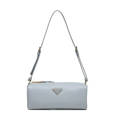Prada Zippered Shoulder Bag In Gray
