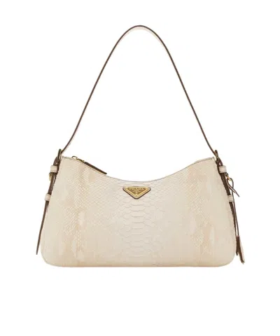 Prada Zippered Shoulder Bag In Neutral