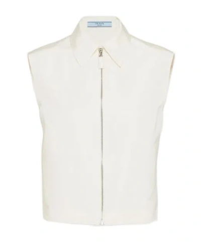 Prada Zippered Sleeveless Vest In Nude | ModeSens