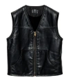 Prada Sleeveless V-neck Leather Vest With Raised Stitching In Black