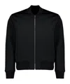 Prada Stretch Polyester Bomber Jacket Front Pockets In Black