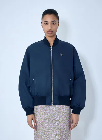 Prada Zip-up Bomber Jacket In Blue