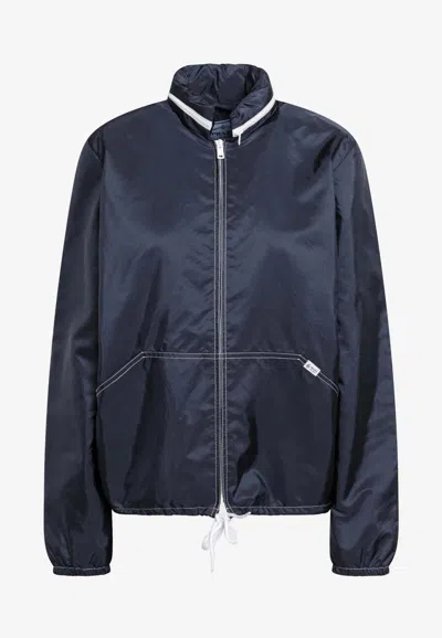 Prada Zip-up Bomber Jacket In Blue