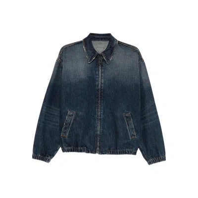 Prada Zip-up Denim Jacket In Blue