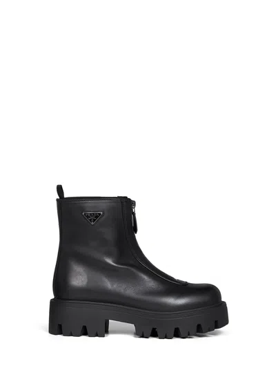 Prada Zip-up Leather Ankle Boot In Multi