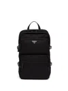 Prada Nylon Backpack With Top Handle And Front Zip In Black