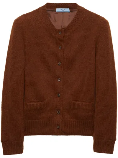 Prada Wool Cardigan In Brown